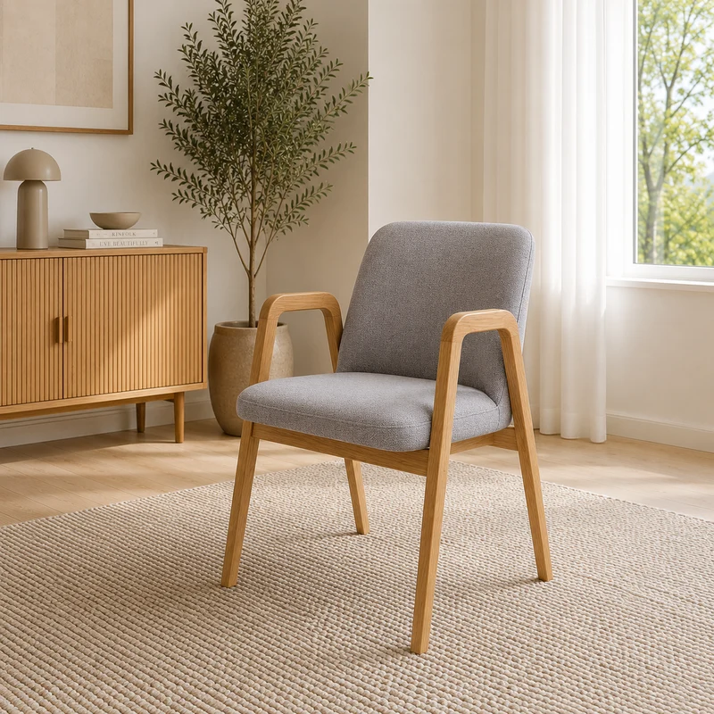 Set da 2 o 4 sedie da pranzo Chill, struttura in rovere massiccio, rivestimento in tessuto | VESKOR