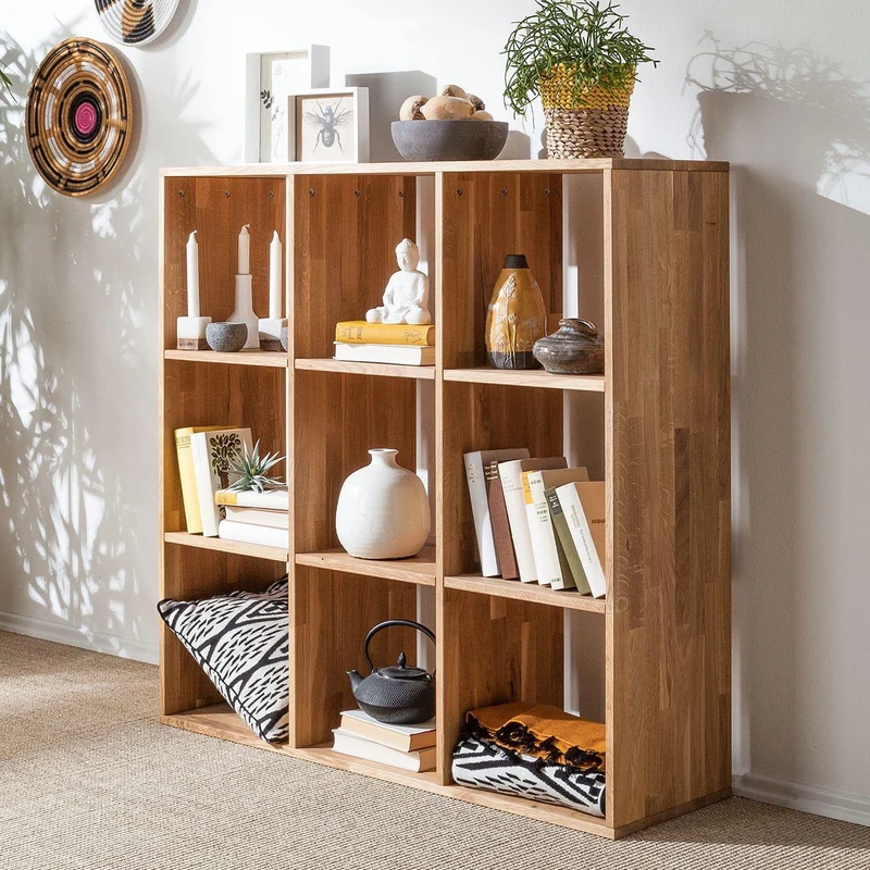 Scaffale Libreria in legno massello di rovere Regal 3x3 | NordicStory