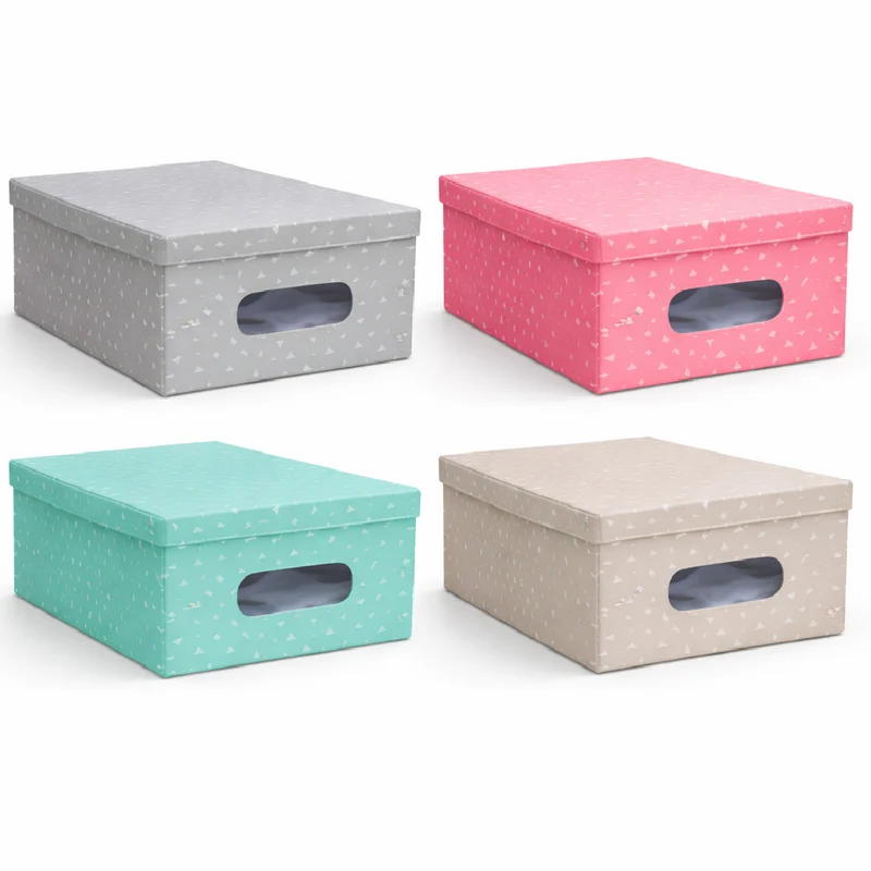 Kit 4pz Scatole Box Sistemazione Armadio in PVC Pieghevole 50x39 H24cm Col.Ass