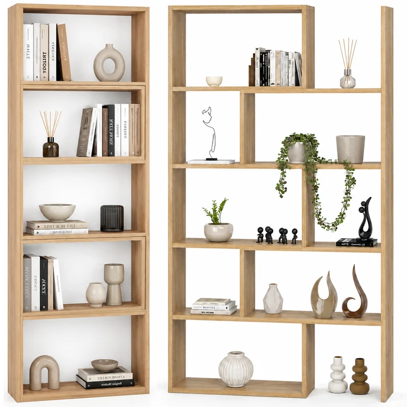 Libreria Modulare Apribile Legno Quercia Scaffale Libri Componibile 72x22x200cm