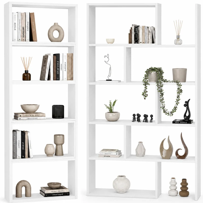 Libreria Modulare Apribile Legno Bianco Scaffale Libri Componibile 72x22x200cm