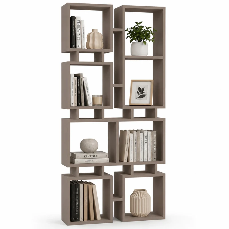Libreria Moderna 4 Ripiani Tortora Scaffalatura Soggiorno Ufficio 79x24x166.5 cm