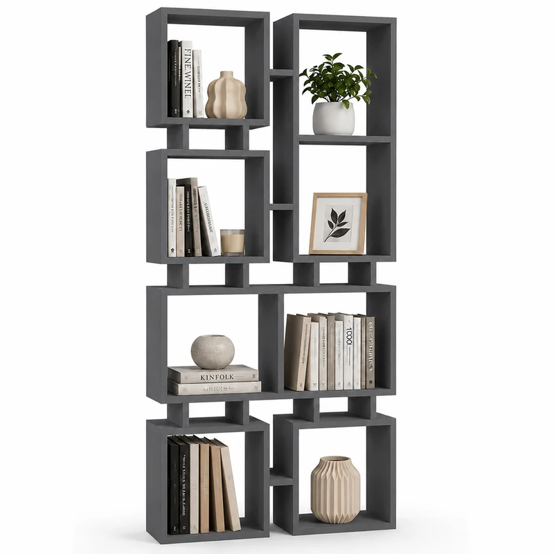 Libreria Moderna 4 Ripiani Antracite Scaffalatura Soggiorno Ufficio 79x24x166.5cm
