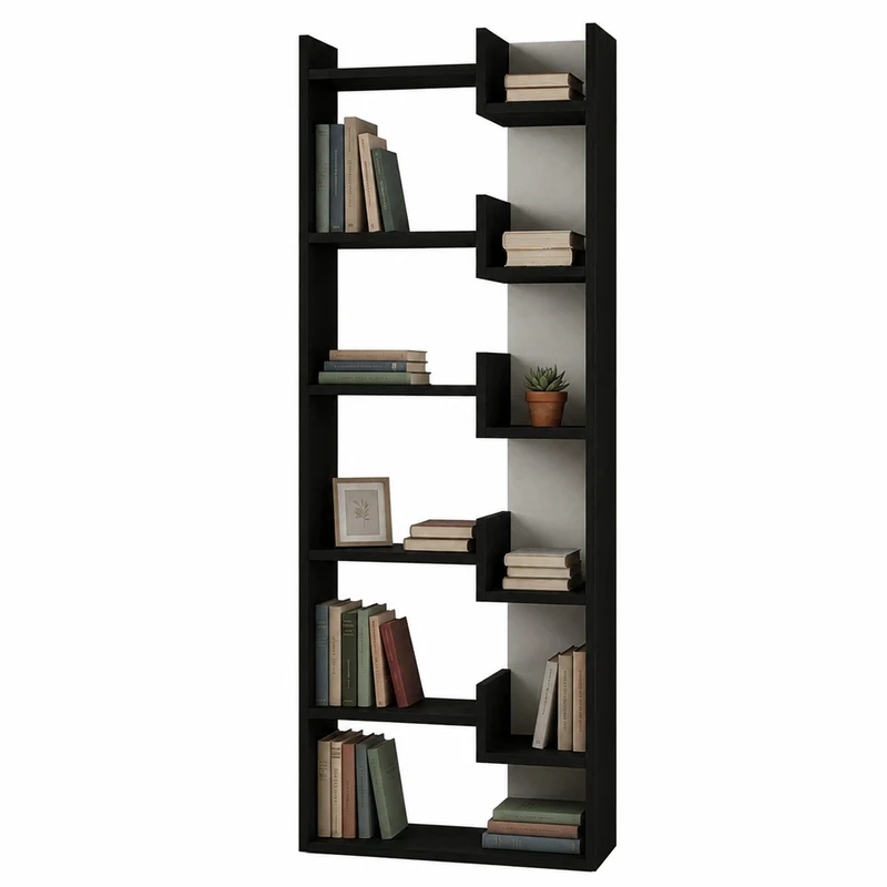Libreria a 6 Ripiani Antracite Scaffalatura Verticale Moderna 60.5x22x162.5 cm