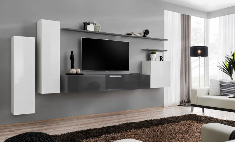 Tecla - Parete design moderno da soggiorno porta tv e pensili - vari colori