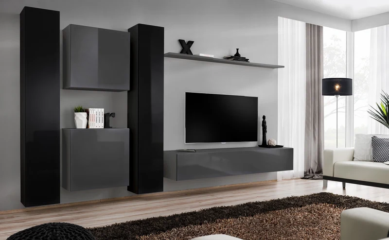 Ersilia - Parete salotto mobili sospesi design moderno - vari colori