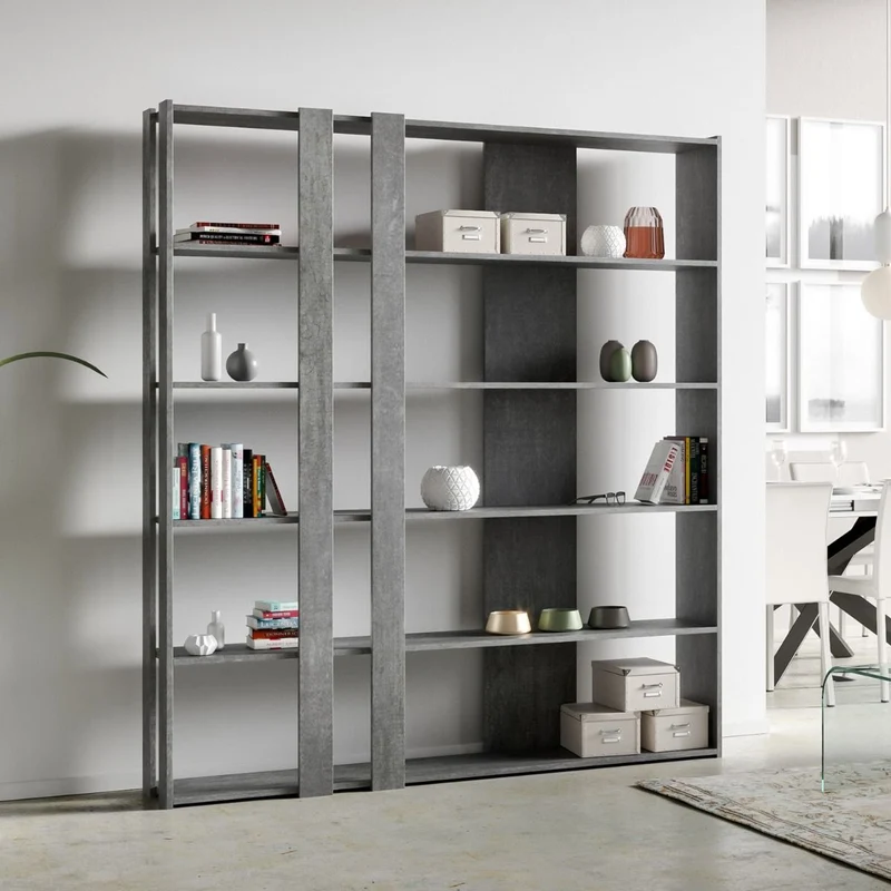 Iones - Libreria design moderno a parete in legno con 5 ripiani cm 178x34x204h - vari colori