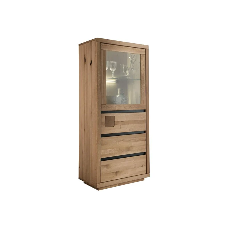 Credenza Alta Fende IV: Eleganza Naturale e Funzionalità in Rovere Selvatico