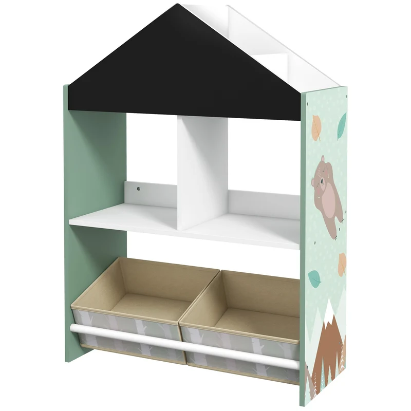 Easycomfort Scaffale Portagiochi per Bambini con Ripiani e Cassetti Rimovibili, Verde