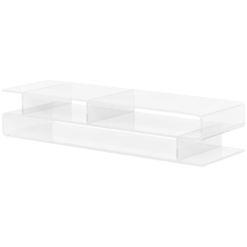 Easycomfort Supporto per Monitor PC in Acrilico con Scomparti Centrali, 57x19x11.5cm, Trasparente