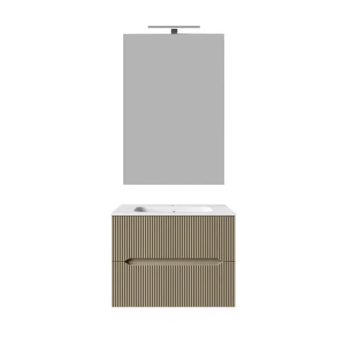 Mobile bagno sospeso linea stick cannettato da 60 cm rovere chiaro