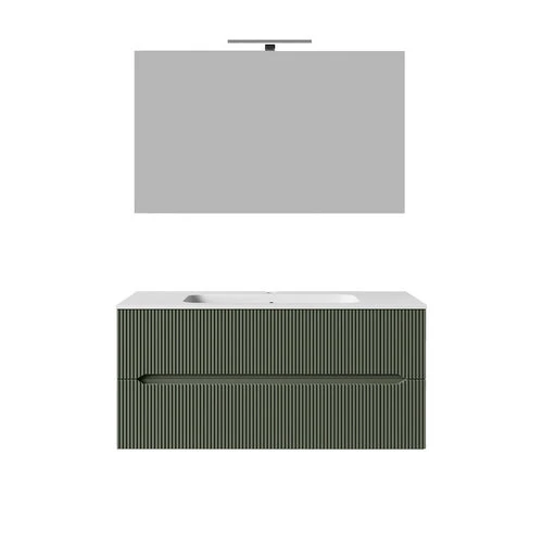 Mobile bagno sospeso linea stick cannettato da 120 cm bianco opaco