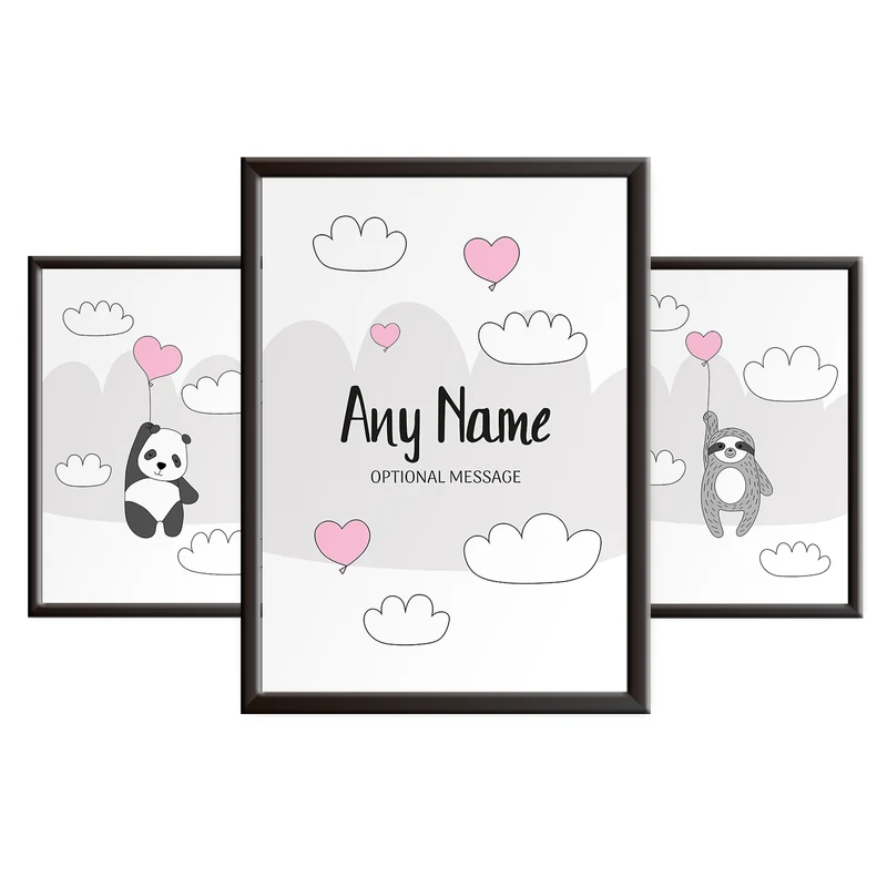 Floating Panda and Sloth Wall Art Print Set