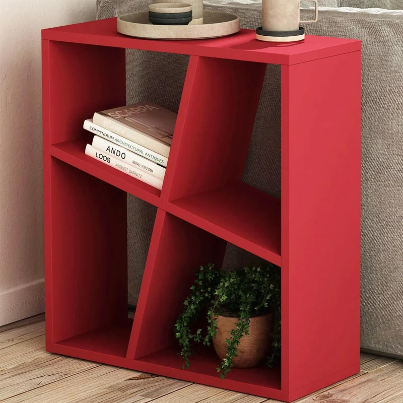 Libreria Tavolino Laterale Divano Design Moderno 4 Ripiani 60x22x55 Casa Bordo