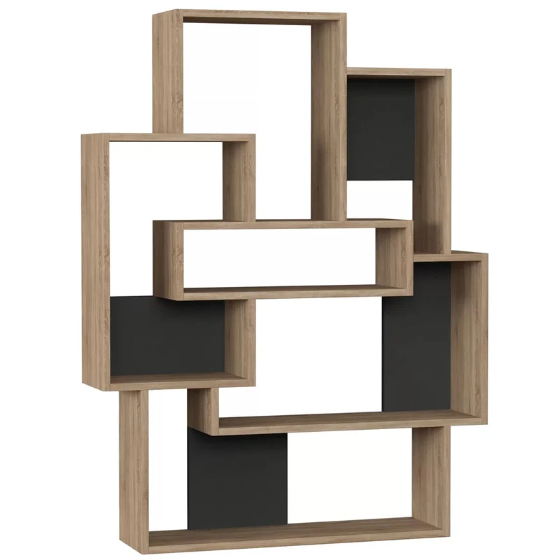 Libreria Design Moderna Scaffale 7 Ripiani 132x101x22cm Casa Ufficio Quercia