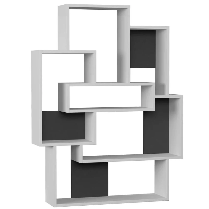 Libreria Design Moderna Scaffale 7 Ripiani 132x101x22cm Casa Ufficio Bianco Grey