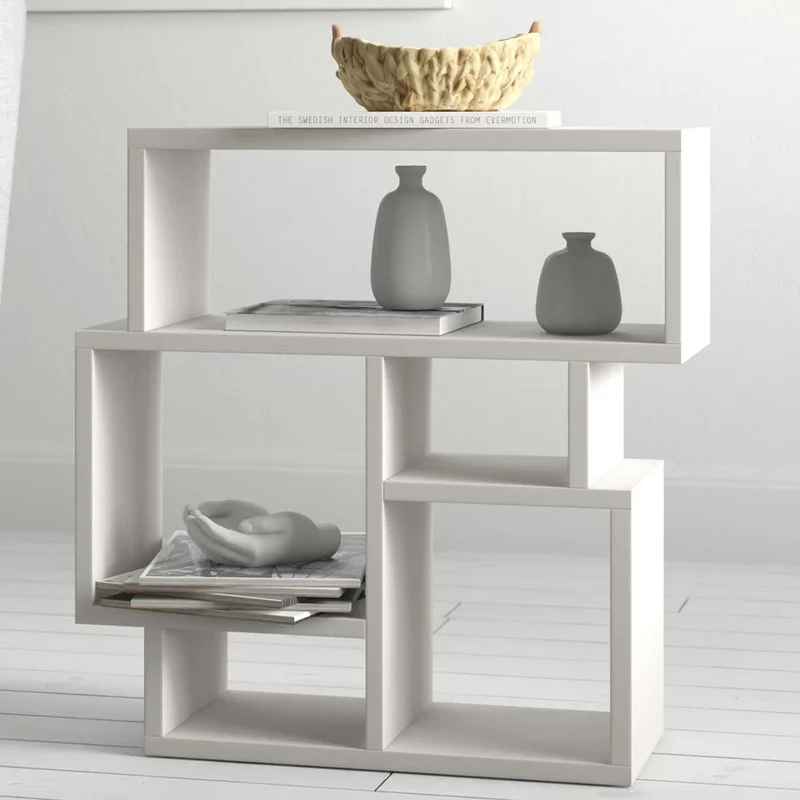 Libreria Tavolino Laterale Divano Design Moderno 5 Ripiani 60x22x54 Casa Bianco