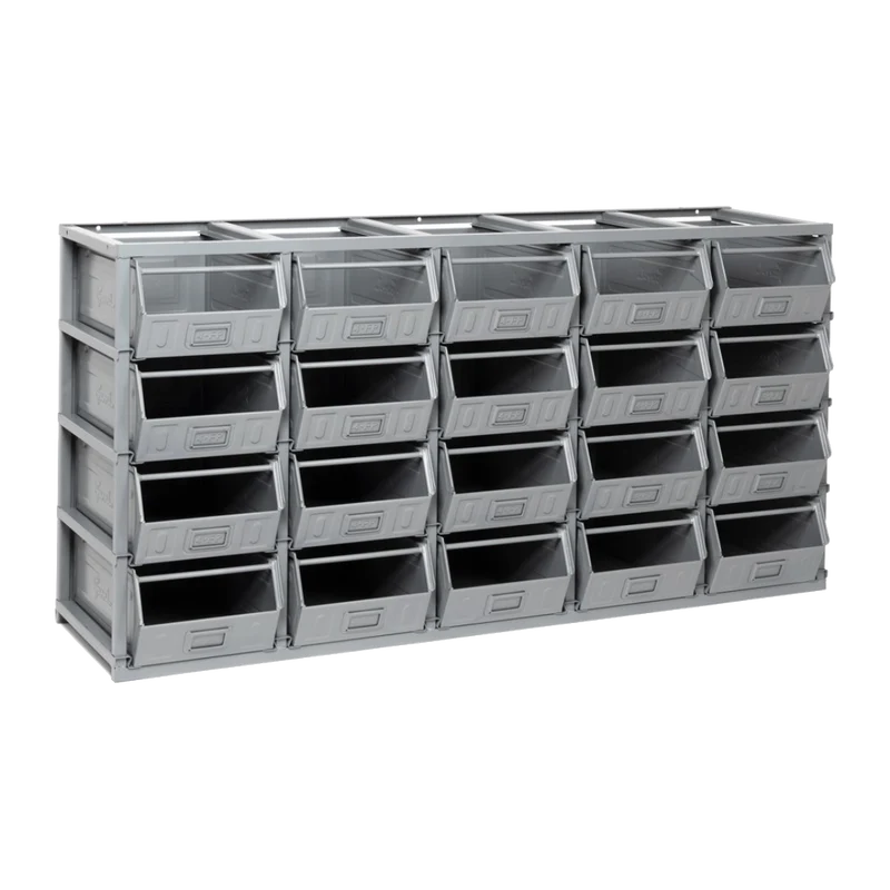 FED40540201, Scaffale Domino con 20 contenitori in metallo, mis. 4