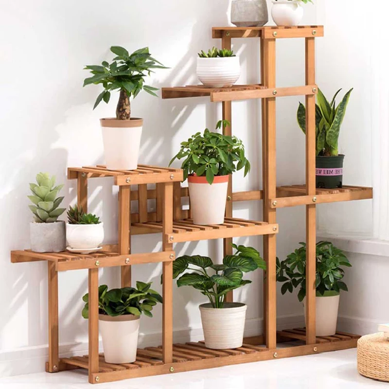 Scaffale Porta Piante Fiori Libreria Scaffalatura in Legno di Bamboo 113x25x97cm