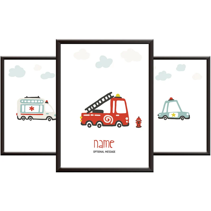 Boys Nursery Pictures - Emergency Vehicle Print Set