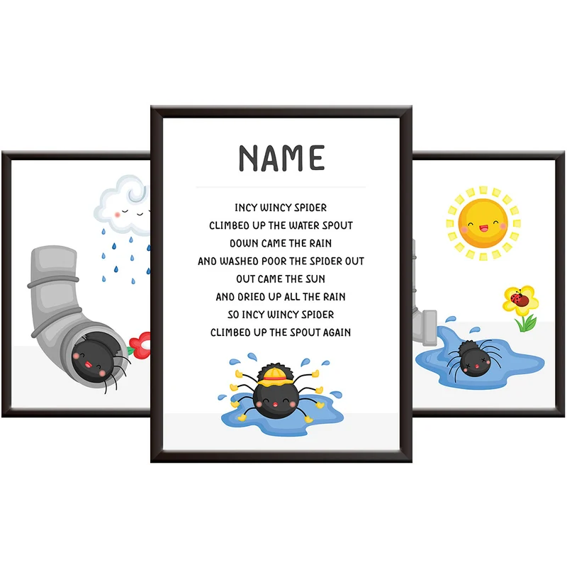 Personalised Nursery Rhyme Pictures - Incy Wincy Spider Print Set