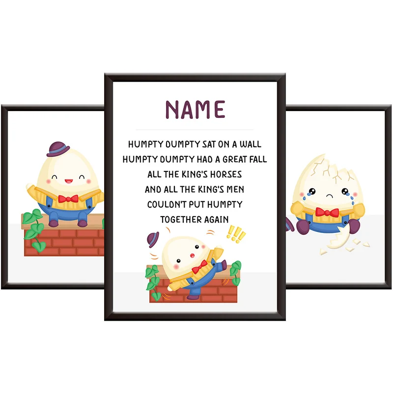 Personalised Nursery Rhyme Pictures - Humpty Dumpty Print Set