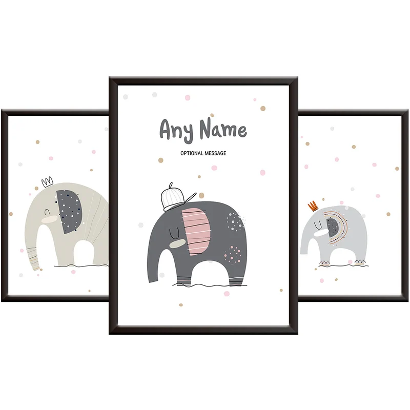 Boys Nursery Pictures - Cute Elephant Print Set