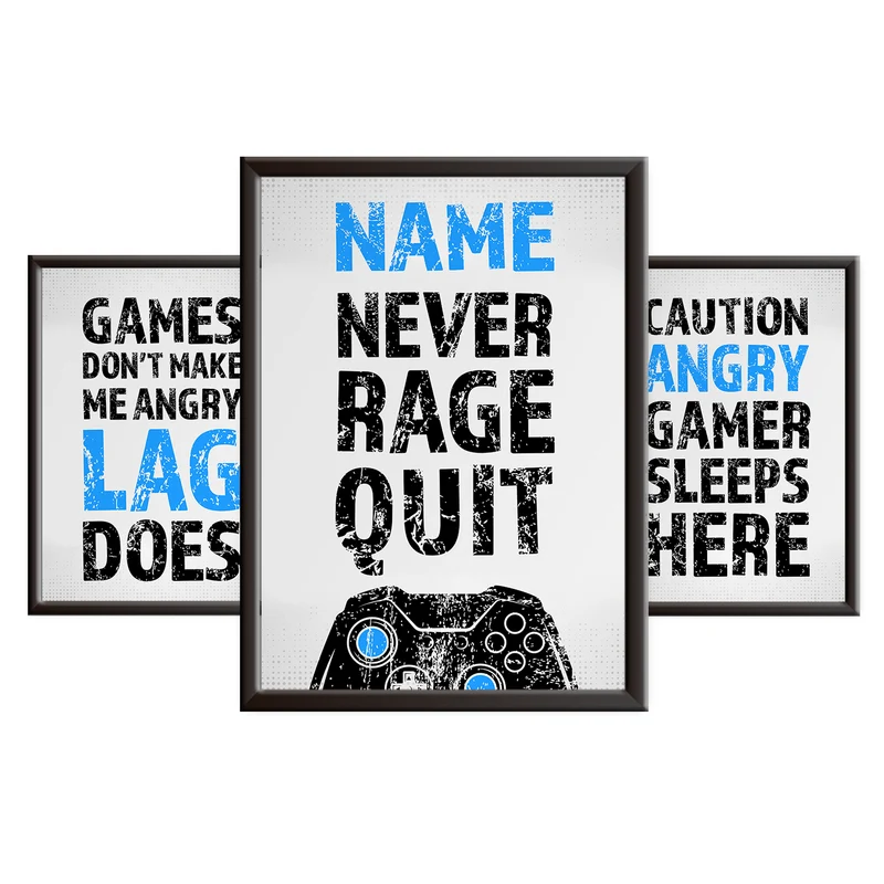 Gamers Never Rage Quit - Gaming Print Set - XB - Blue