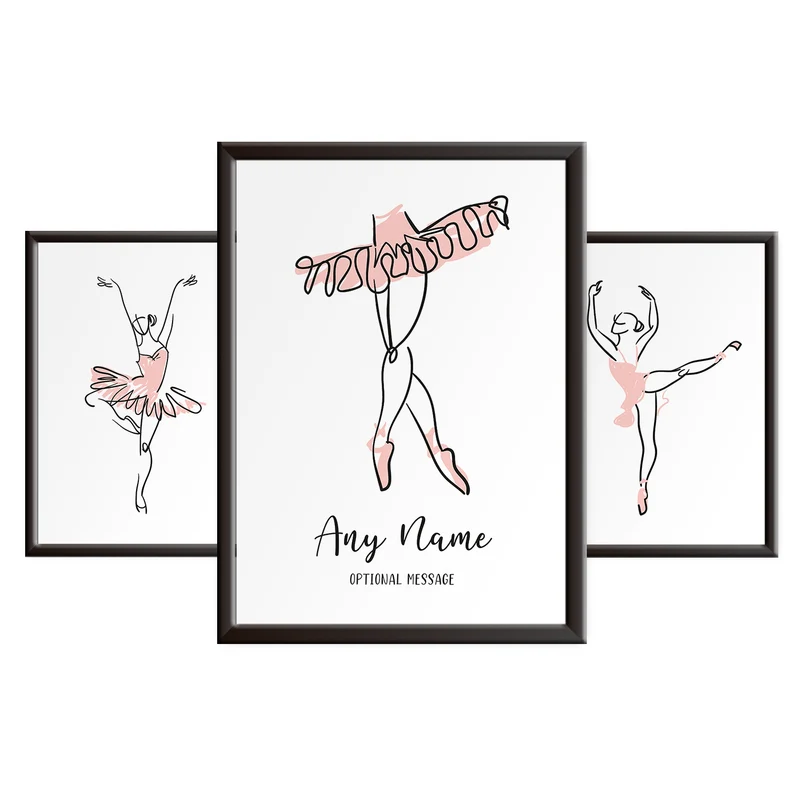 Ballerina Line Art Print Set for Girls Bedrooms