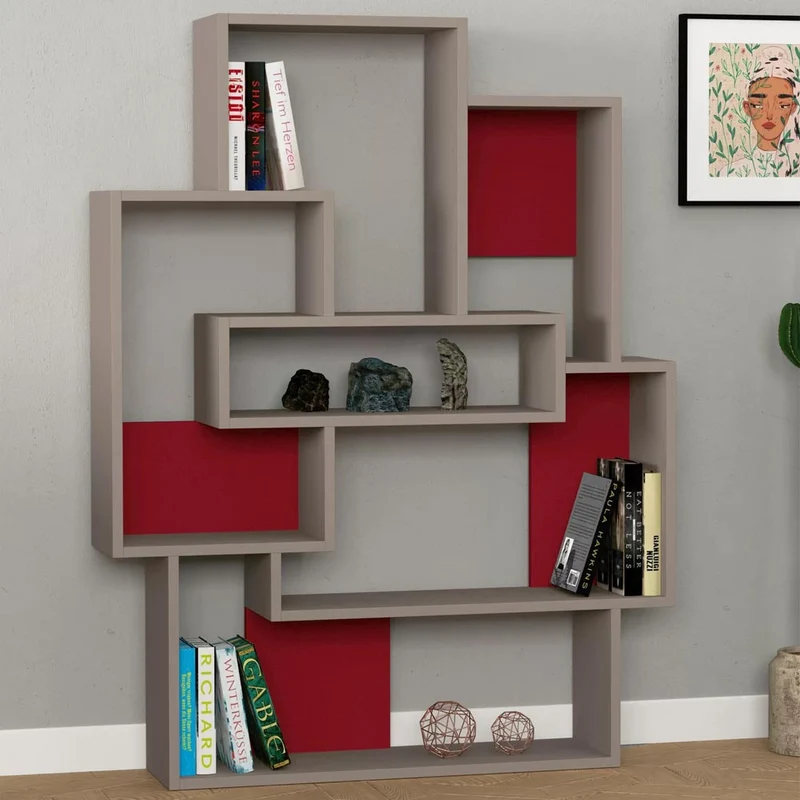 Libreria Design Moderna Scaffale 7 Ripiani 132x101x22cm Casa Ufficio Tortora