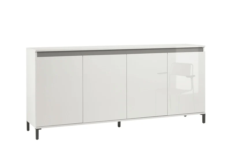 Madia lunga moderna 4 ante colore bianco lucido cm 184x40x84h - vari colori