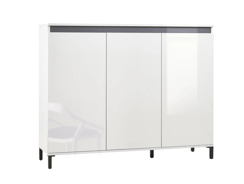 Credenza living mobile alto moderno 3 ante bianco lucido cm 138x40x110h - vari colori