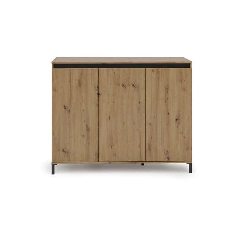 Madia alta 3 ante da soggiorno colore rovere inserto nero cm 138x40x110h