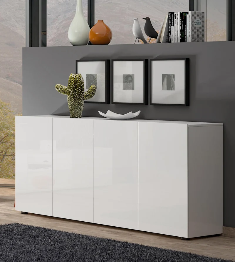 Madia design living 4 ante colore bianco lucido cm 180x38x79h