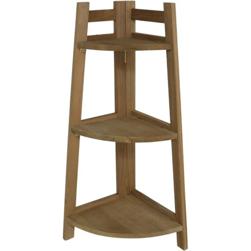 Scaffale Angolare 3 Ripiani Angolo Marrone Libreria Dimensioni 29,5x29,5x76 cm