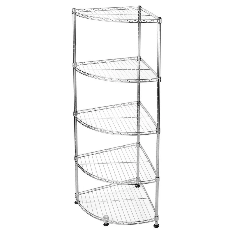 Scaffale Angolare 5 Ripiani Acciaio Mobile Libreria Angolo Multiuso 30x30x150cm