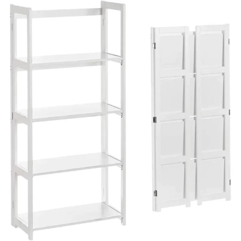 Scaffale Libreria 4 Ripiani Pieghevole in Legno MDF Scaffalatura 56x27x120cm
