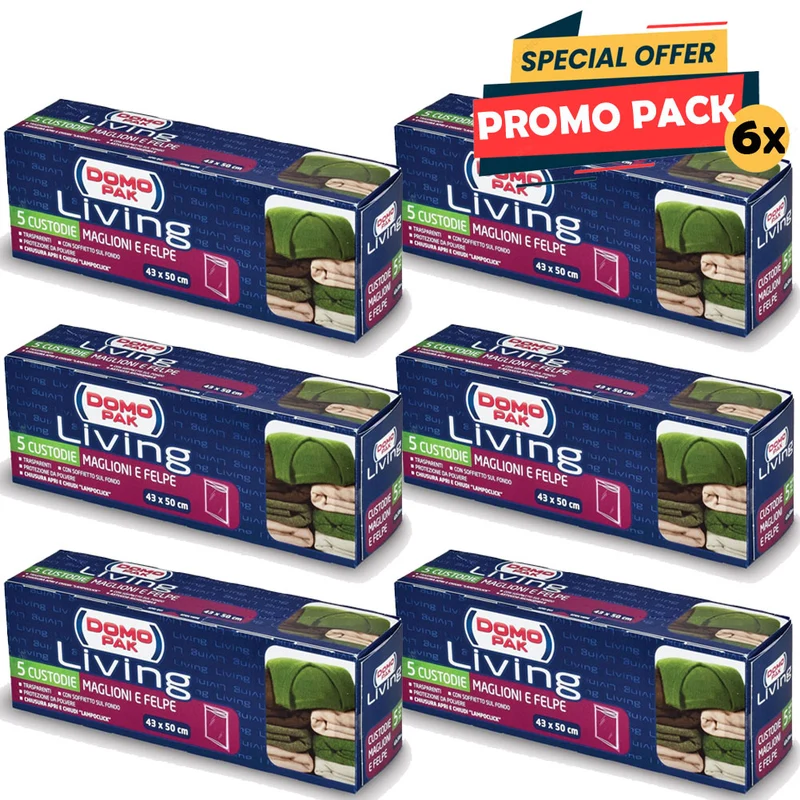30 x Custodie Domopak Living per Maglioni e Felpe antipolvere armadi domo pak