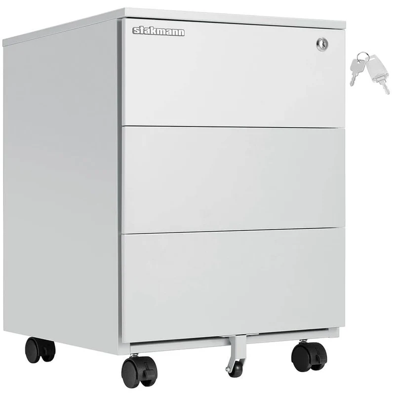 Cassettiera da Ufficio Grigio Mobiletto Portaoggetti per Documenti con Serratura