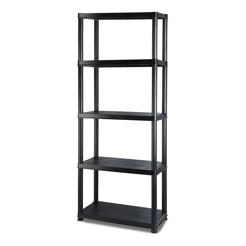 Scaffale a 5 Ripiani Mensola Libreria in Plastica Resistente Nero 61x31x171 cm