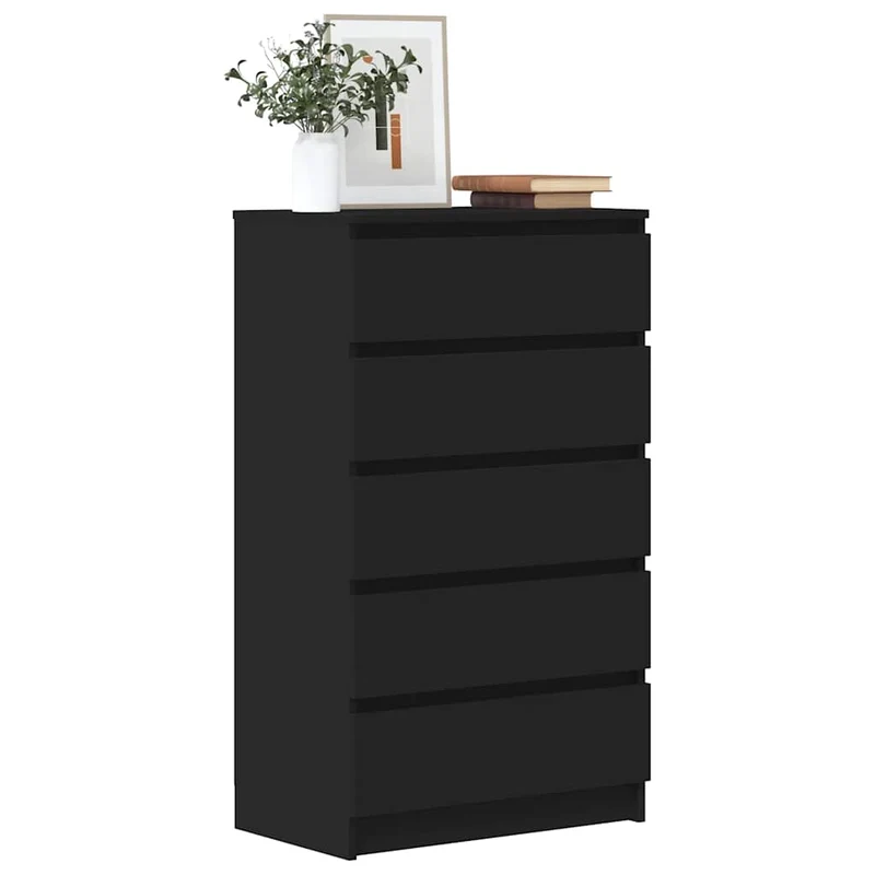 Cassettiera Nera 60x36x103 cm in Legno Multistrato