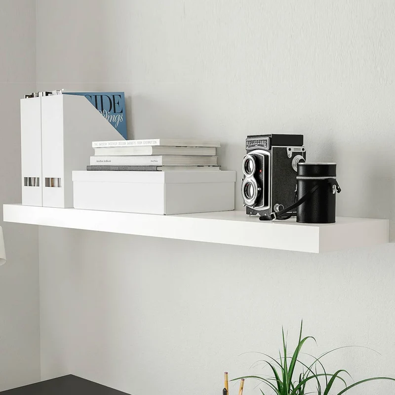 Mensola Parete Rettangolare Scaffale 60x25x3cm Libreria Legno MDF Bianco
