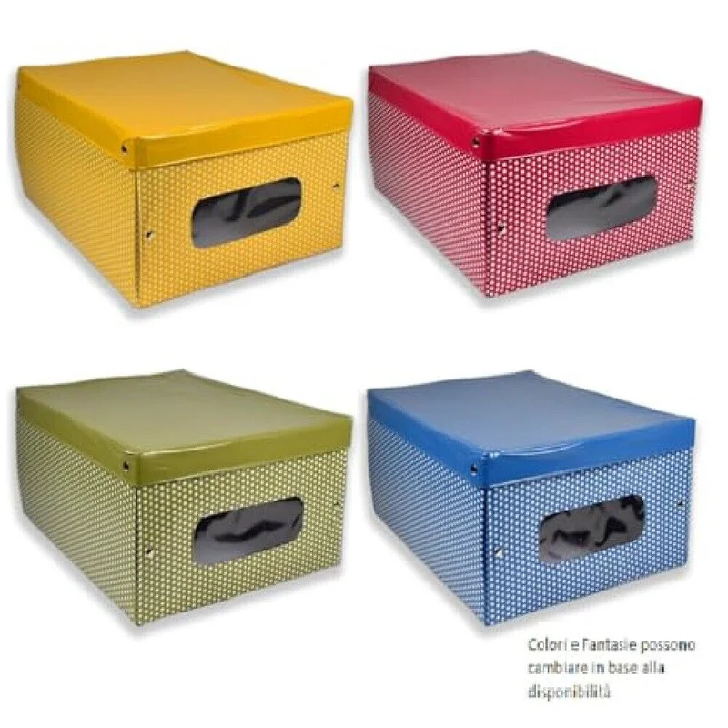 Kit 4 Scatole Pieghevoli in PVC Per Armadio 50x40x25 cm Colori Assortiti