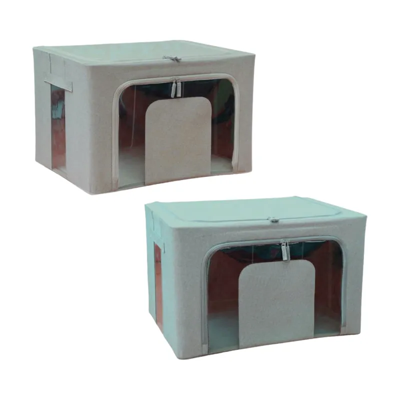 Scatole Portabiancheria 2pz 50x40x33cm Struttura Metallo Pieghevole Vari Colori
