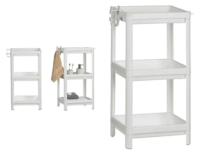 Scaffale Multiuso Salvaspazio 3 Ripiani da Interno Casa 35.5x23 H 70.5cm Bianco