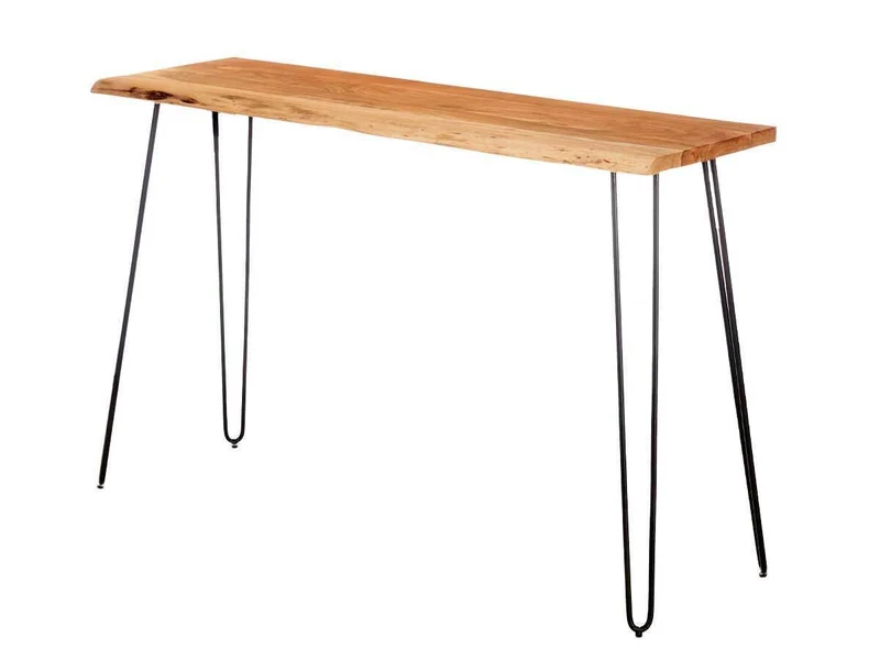 Consolle Ingresso Tavolo Legno di Acacia 120 X 35 H77 Moderno Gambe in Ferro