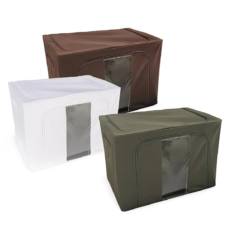 3 Scatole Pieghevoli per Armadio 40x30x20 con Struttura in Metallo e Tnt Resistente