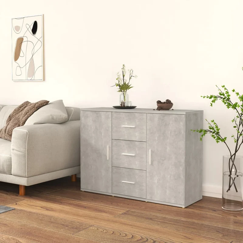 Credenza Grigio Cemento 91x29,5x65 cm in Legno Multistrato