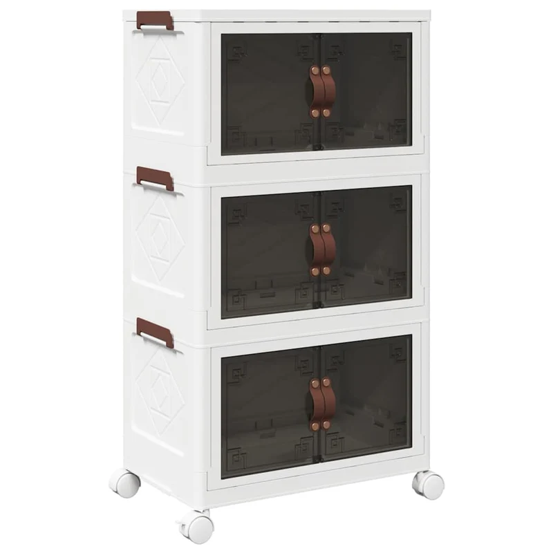 Scatola Portaoggetti con Ruote 3 Livelli Design Leggero Versatile 48,5x29,5x86cm