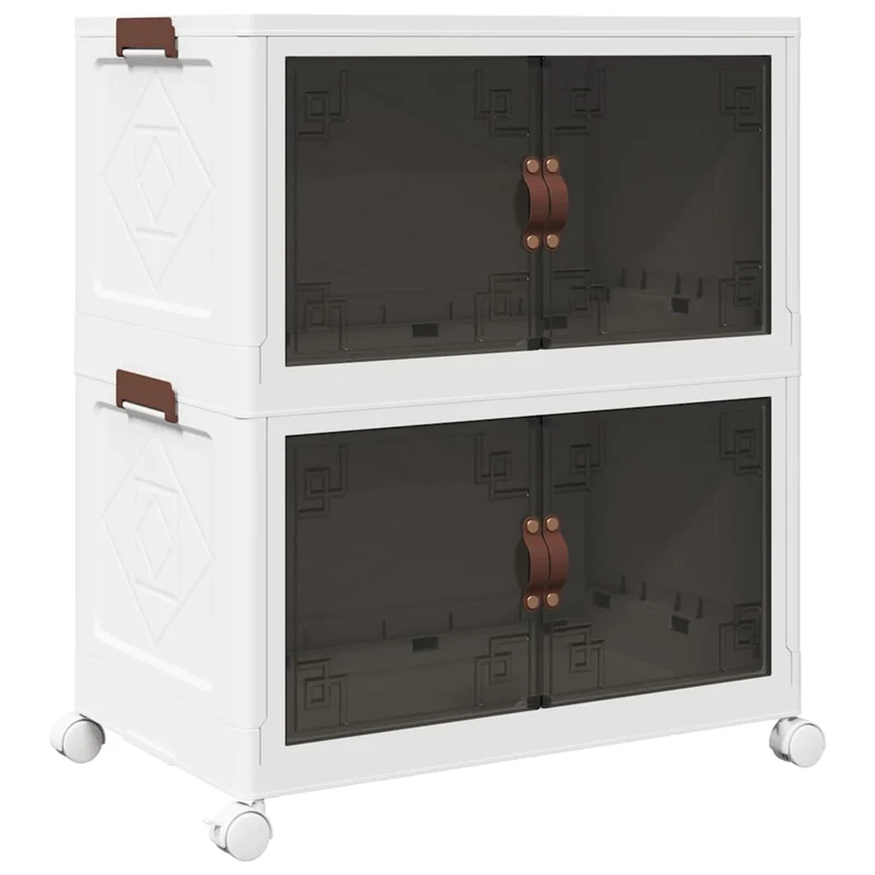 Scatola Portaoggetti con Ruote 2 Livelli Design Versatile e Leggero 64x40x76 cm